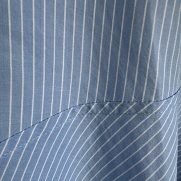 Zara Pinstripe Asymmetrical Hem Long Sleeve Layering Roomy Top Size Large - Picture 6 of 10